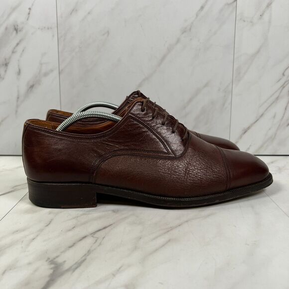 Magnanni Mens Size 10 M Brown Leather Cap Toe Oxford Derby Dress Shoes 9390 - Picture 1 of 10